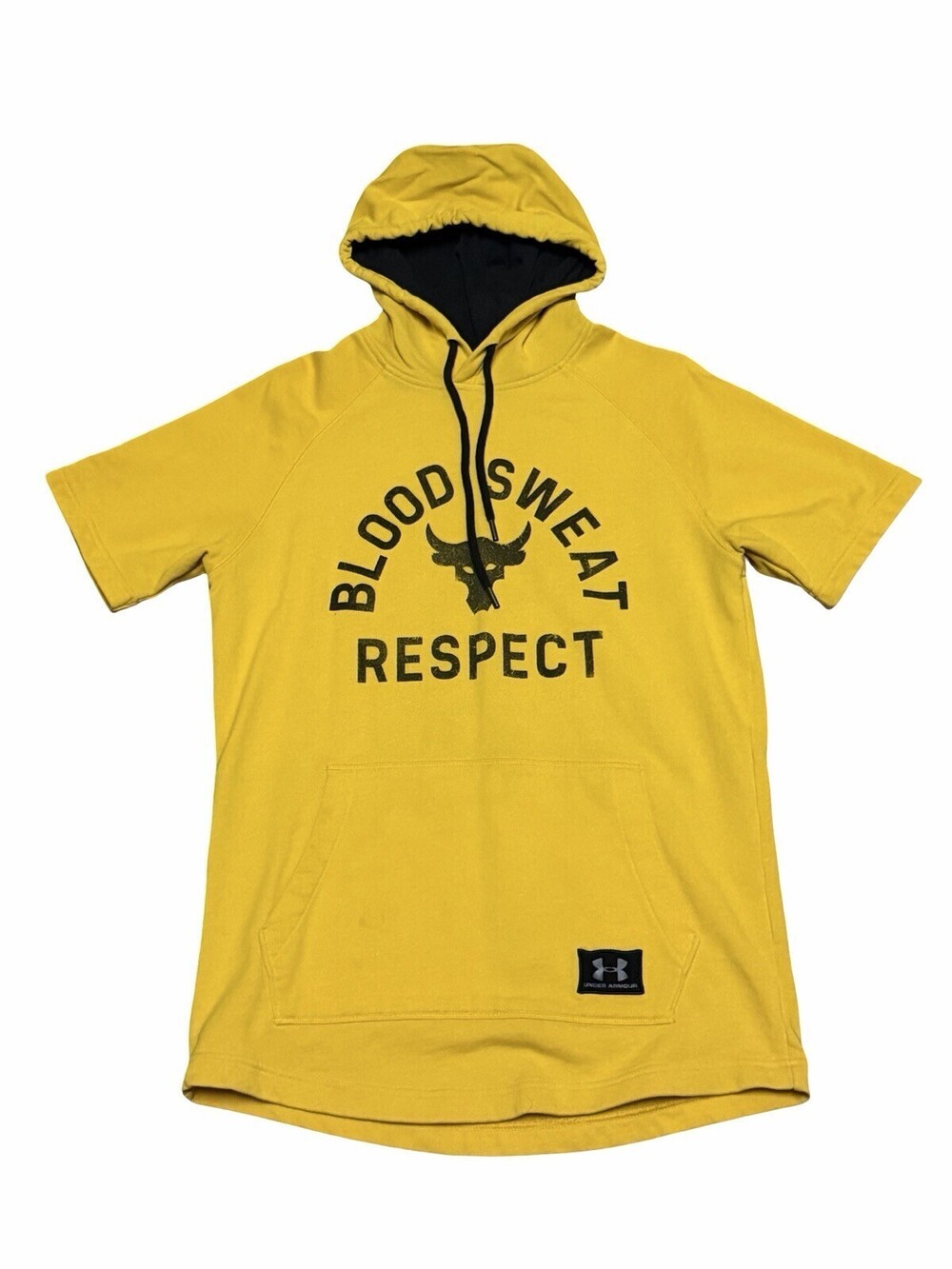 Size Medium Under Armour Project Rock Short Sleeve Hoodie Blood Sweat Respect